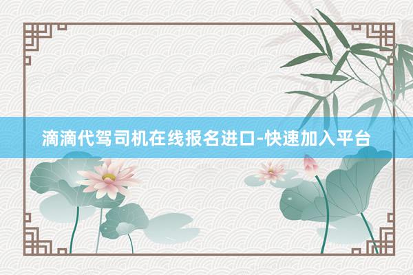 滴滴代驾司机在线报名进口-快速加入平台