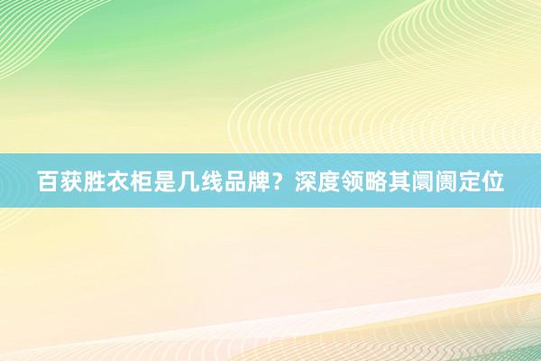 百获胜衣柜是几线品牌？深度领略其阛阓定位